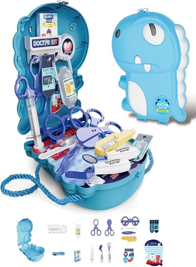 BeFunky مجموعة بي فانكي الطبية للأطفال الصغار من عمر سنتين إلى سبع سنوات - مجموعة لعب طبية للأطفال على شكل ديناصور مكونة من 18 قطعة، مجموعة أدوات طبية للعب التخيلي في مرحلة ما قبل المدرسة مع حقيبة حمل، ألعاب للأطفال من عمر سنتين إلى سبع سنوات، هدايا للأولاد والبنات للعب الأدوار - Image 1